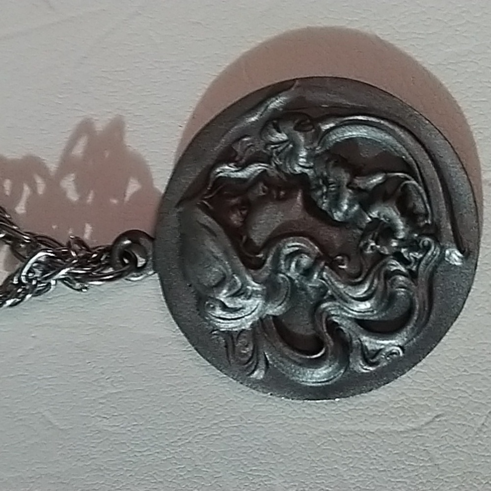 VTG Hand Carved Pewter Necklace